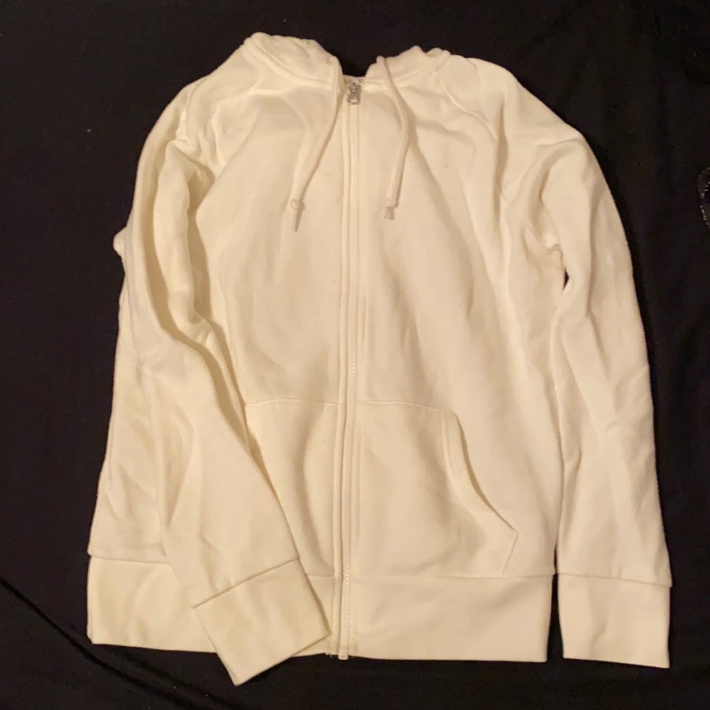 White zip up hoodie